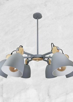 Люстра сіра в скандиванском стилі на 6 ламп (52-v27039-6 gray)
