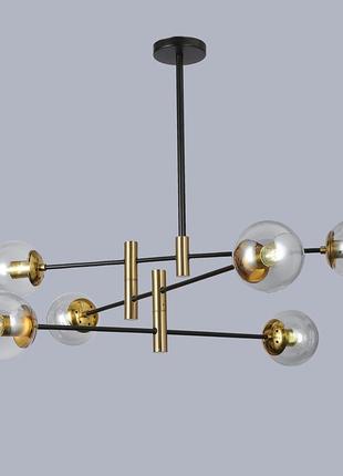 Чёрная современная люстра на 6 ламп (909-lxl3012-6 bk+cl)