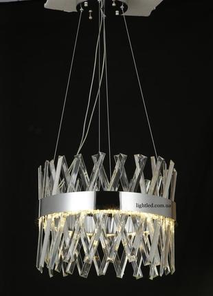 Серебряная led 40см круглая люстра с пультом (909-lxl3009 cr)