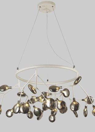 Біла кругла люстра з скляних пелюсток на 36 ламп petals (918-lp263-36 wh+bk)