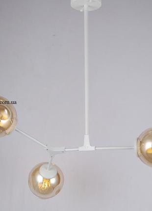 Белая люстра на 3 лампы molecule (52-l7731-3 wh+br)