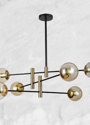 Чёрная современная люстра на 6 ламп (909-lxl3012-6 bk+br)