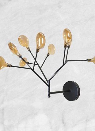 Настінний чорний світильник "лепестки" (56-lpr0031-9 bk+br)