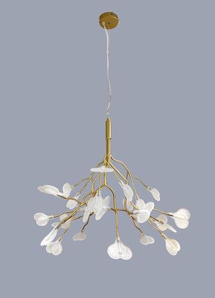 Золота сучасна люстра з пелюстками серцями на 27 ламп "hearts" (918-lp272-27 gd+cl)