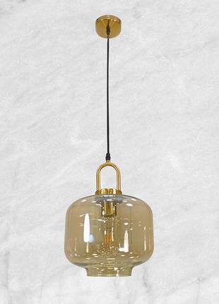 Підвісний скляний бронзовий світильник 24см (52-9778-1 brz+br)