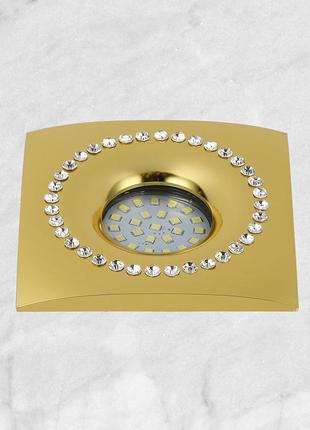 Золотой точечный 10см квадратный врезной светильник со стразами (16-mkd-c26f gd)