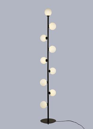 Чёрный металлический торшер с белыми плафонами вокруг (918-f8386-9 bk)