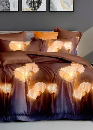 Двуспальный двусторонний комплект постельного белья евро на молнии 200*220 сатин люкс (19239) tm криспол