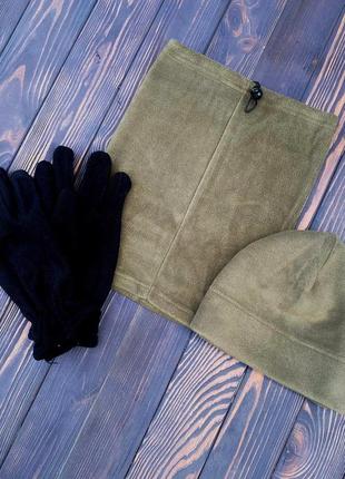 Комплект мужской 3в1 ( шапка, хомут, перчатки) флисовый, тёплый8 фото