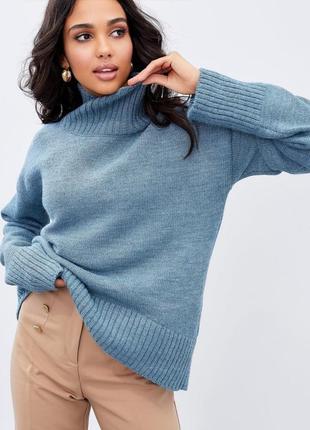 Оверсайз жіночий бежевий светр зі спущеною лінією плечового шва8 фото
