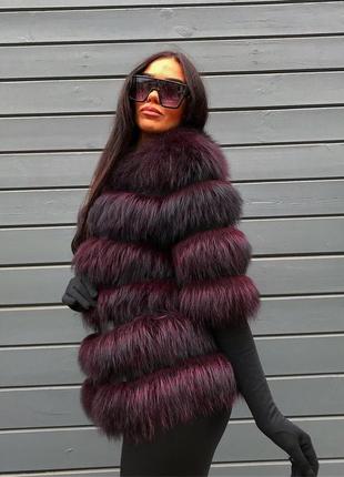 Шуба из енота марсала