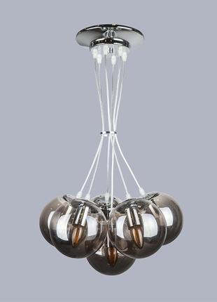 Срібна люстра на шість чорних куль