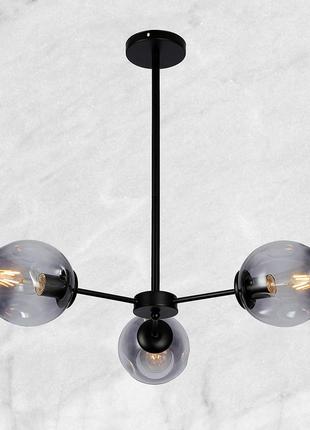 Чёрная люстра на 3 лампы molecule (52-6039-3 bk+bk)