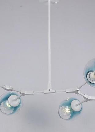 Белая люстра на 5 голубых молекул (52-l7731-5 wh+bl)