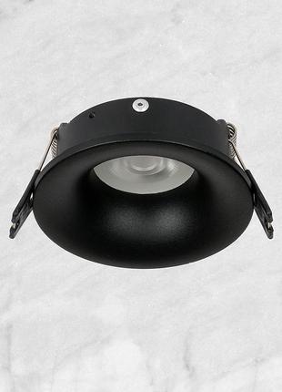 Чорний 8,5см круглий точковий врізний світильник (905-8804 bk)