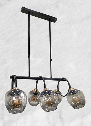 Чёрная люстра планка на 6 ламп molecule (52-l7915-6 bk+bk)