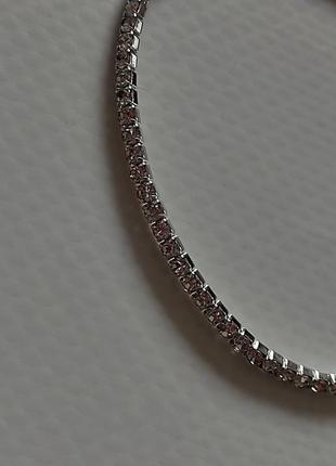 Срібний браслет з камінцями кристалами камінням ніжний витончений браслетик сваровски3 фото