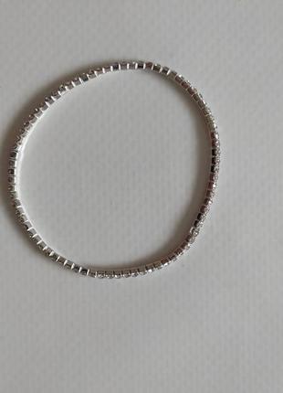 Срібний браслет з камінцями кристалами камінням ніжний витончений браслетик сваровски2 фото