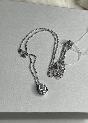 Серебряное колье ожерелье цепь цепочка с большим камнем капля кулоном кулон подвеска большой камень серебро проба 925 новое с биркой италия5 фото