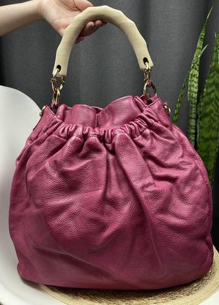 Miu miu pink leather wooden handle hobo8 фото