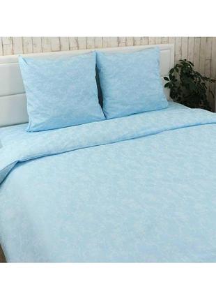 Кпб евро "голубой вензель_1" бязь набивная