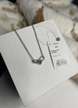 Серебряное ожерелье с подвеской звенья кулон cartier серебро проба 925 новое с биркой италия