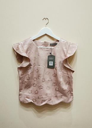 Шикарная пудровая нарядная блуза с рукавами крыльями