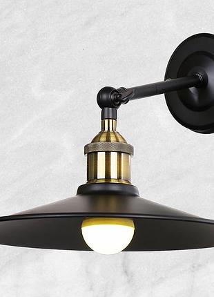 Чёрное бра лофт с золотым патроном (07-w135-1 bk (300))