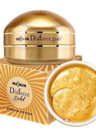 Гідрогелеві ліфтинг-патчі для очей із золотом та перлами misskin diaforce gold hydro gel eye patch