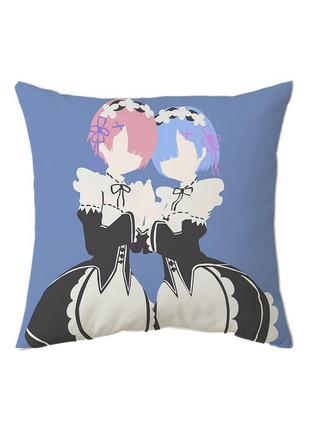 Подушка рем и рам  re:zero /аниме жизнь с нуля в альтернативном мире 40*40см