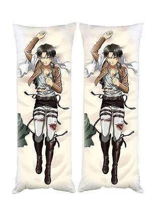 Подушка дакімакура атака титанів капітан леві декоративна ростова подушка для обіймання двостороння