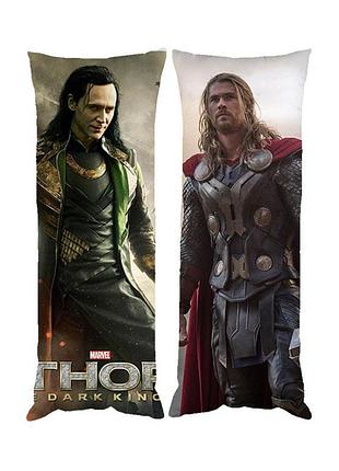 Подушка дакимакура марвел тор локи декоративная ростовая подушка для обнимания