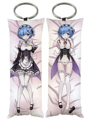 Брелок дакимакура рем рем re:zero двостороння 4х10 см(dak0476k)