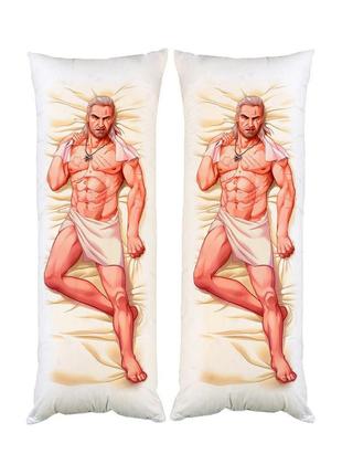 Подушка дакимакура геральт ведьмак декоративная ростовая подушка для обнимания двусторонняя