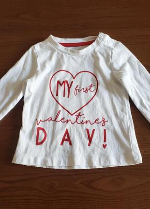 Matalan реглан лонгслив девочке 3-6м 62-68см мой первый день святого валентина