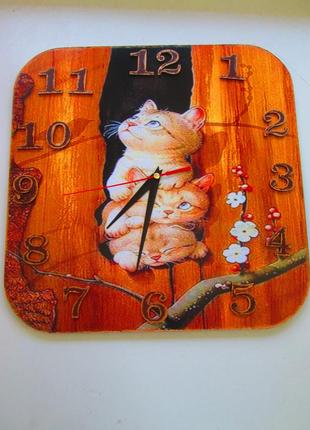 Интерьерные настенные часы ′котята-непоседы′1 фото