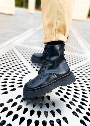 Зимние женские ботинки dr.martens jadon mono black premium (мех) 363 фото