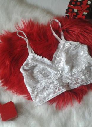 Білий мереживний кроп топ бралет marks & spencer