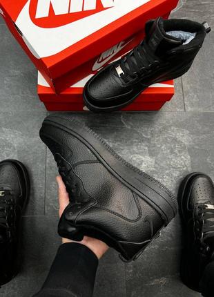 Кросівки nike air force 1 w high utility black/white з хутром4 фото