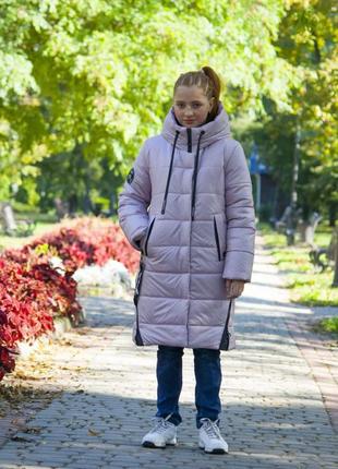 Подростковая теплая удлиненная курточка для девочек, зимнее пальто10 фото