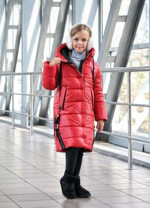 Подростковая теплая удлиненная курточка для девочек, зимнее пальто9 фото