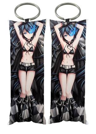 Брелок дакимакура міку black rock shooter двостороння 4*10 см (dak0035k