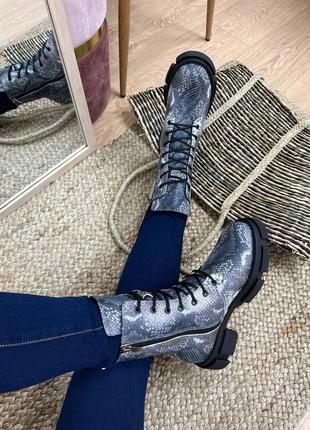 Черевики з ексклюзивної шкіри з тисненням колір на вибір4 фото