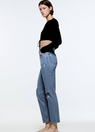 Сині джинси zara zw the 90's mom fit мом фіт зара джинсі6 фото