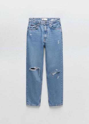 Синие джинсы zara zw the 90's mom fit мом фит зара джинси