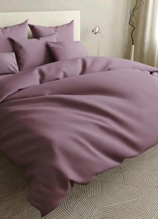 Двоспальний однотонний комплект постільної білизни сливовий рожевий бязь голд люкс віталіна1 фото