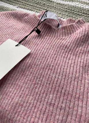 Красивый розовый свитер со сборками сбоку zara лонгслив джемпер котфа топ зара7 фото