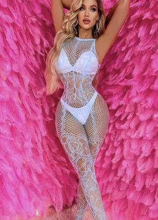 Боді сітка з панчохами 💋 с-104 боди сетка с чулками