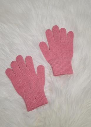 Перчатки, рукавички  рожеві близкучі1 фото