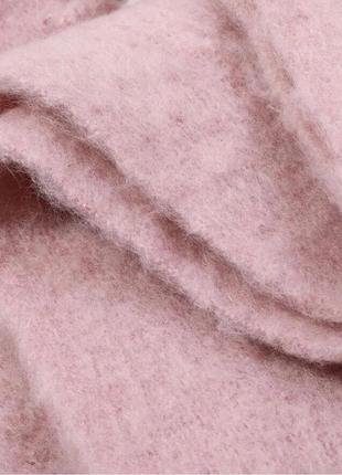 Шарф теплый объемный однотонный. зимний женский большой шарф. палантин (пудра)5 фото
